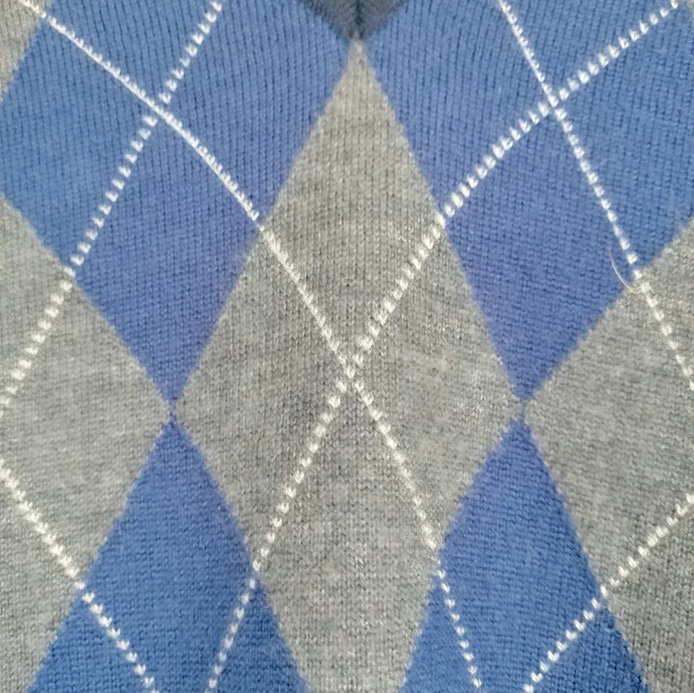 Banana Republic Men's M Argyle‎ Sweater 100% Extra Fine Merino Wool Navy Blue